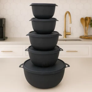 Kit 5 Potes Plásticos Bowl Redondos com Tampa