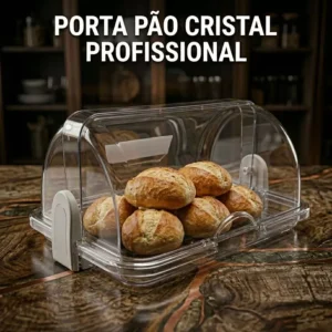 Porta Pão Cristal Armazenador Com Tampa Articulável Profissional