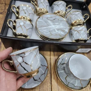 Kit com 12 Peças de Xícaras de Café em Cerâmica/Porcelana