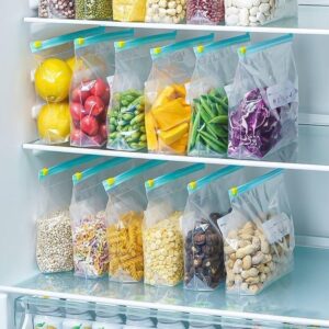 Kit Sacos Herméticos Para Armazenar Alimentos Reutilizável Congelador Zip Lock